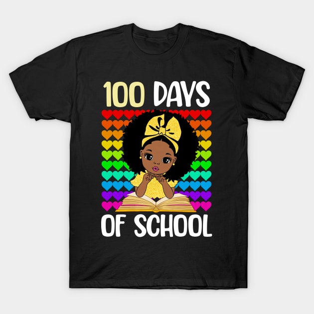 100 Days of School Melanin Girls 100th Day of School Kids T-Shirt by Jhon Towel